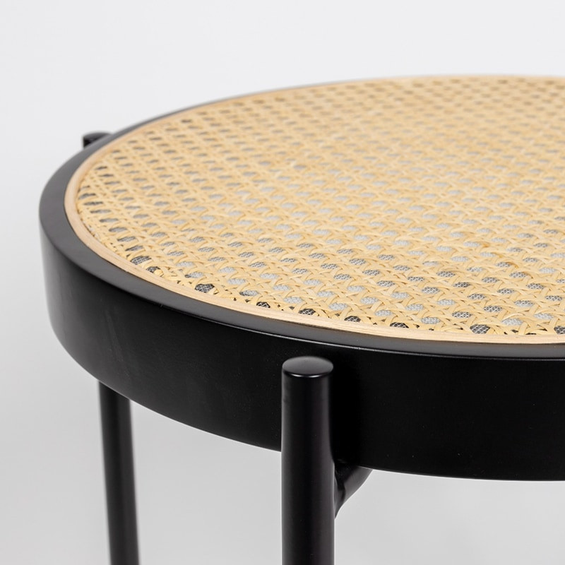 Table d'appoint ronde cannage et noir - Spike 