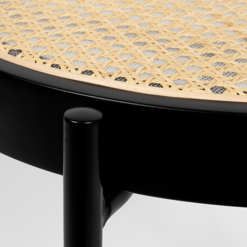 Table d'appoint ronde cannage et noir - Spike 