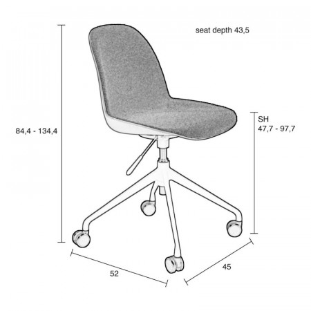 Chaise de bureau sans accoudoirs tissu vert kaki - Albert 