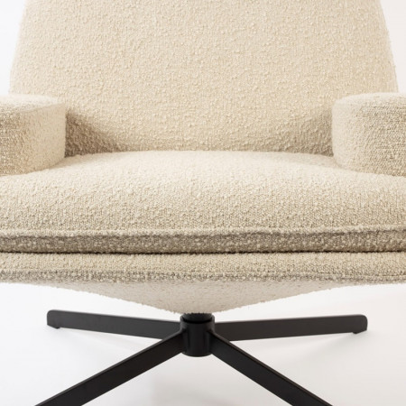 Fauteuil blanc design pivotant tissu bouclé Zuiver - Tyler 