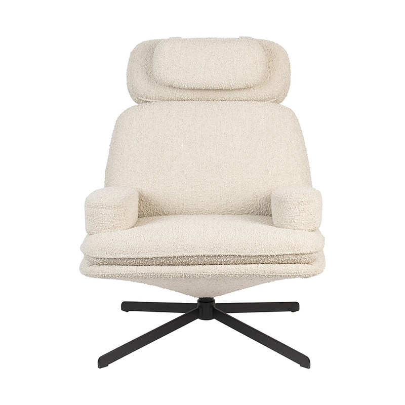 Fauteuil blanc design pivotant tissu bouclé Zuiver - Tyler 