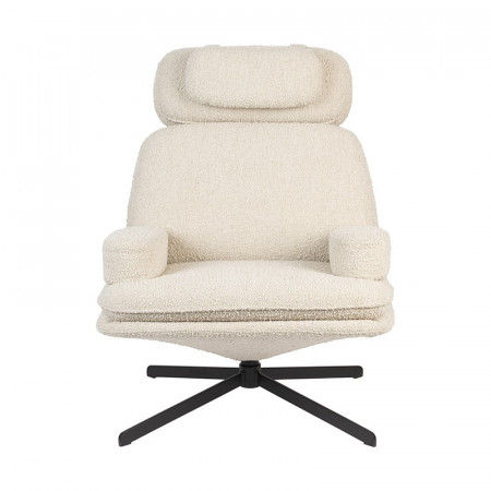 Fauteuil blanc design pivotant tissu bouclé Zuiver - Tyler 