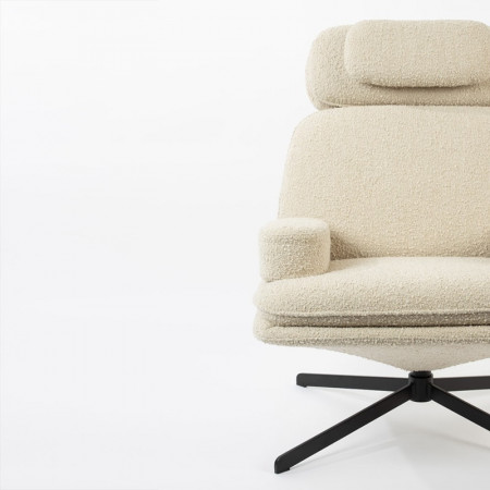 Fauteuil blanc design pivotant tissu bouclé Zuiver - Tyler 