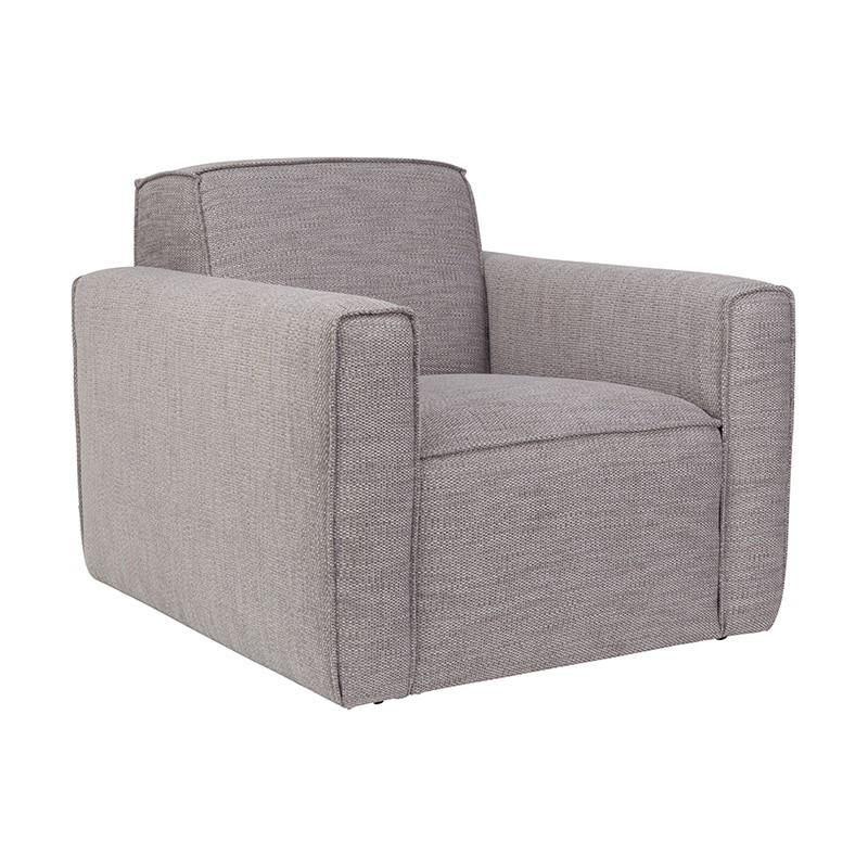 Fauteuil salon confortable tissu gris clair - Bor 