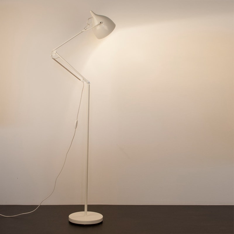 Lampadaire design salon articulé en métal blanc - Reader
