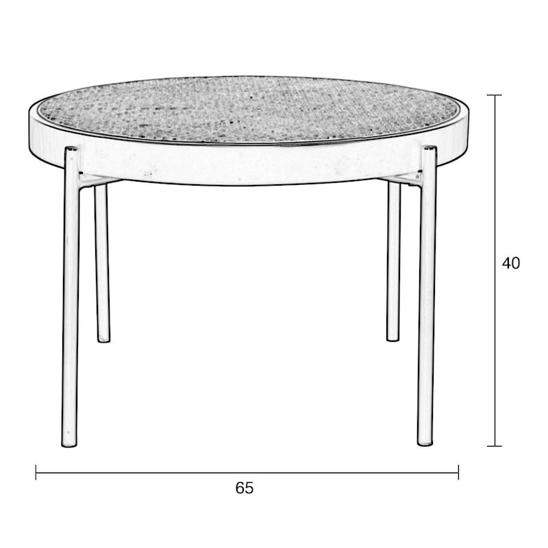 Table basse ronde cannage et noir design - Spike 