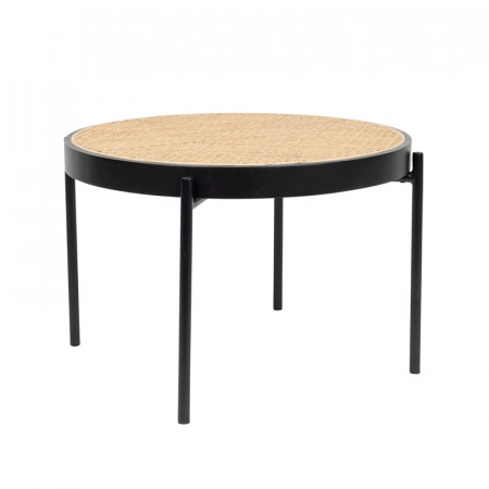 Table basse ronde cannage et noir design - Spike 