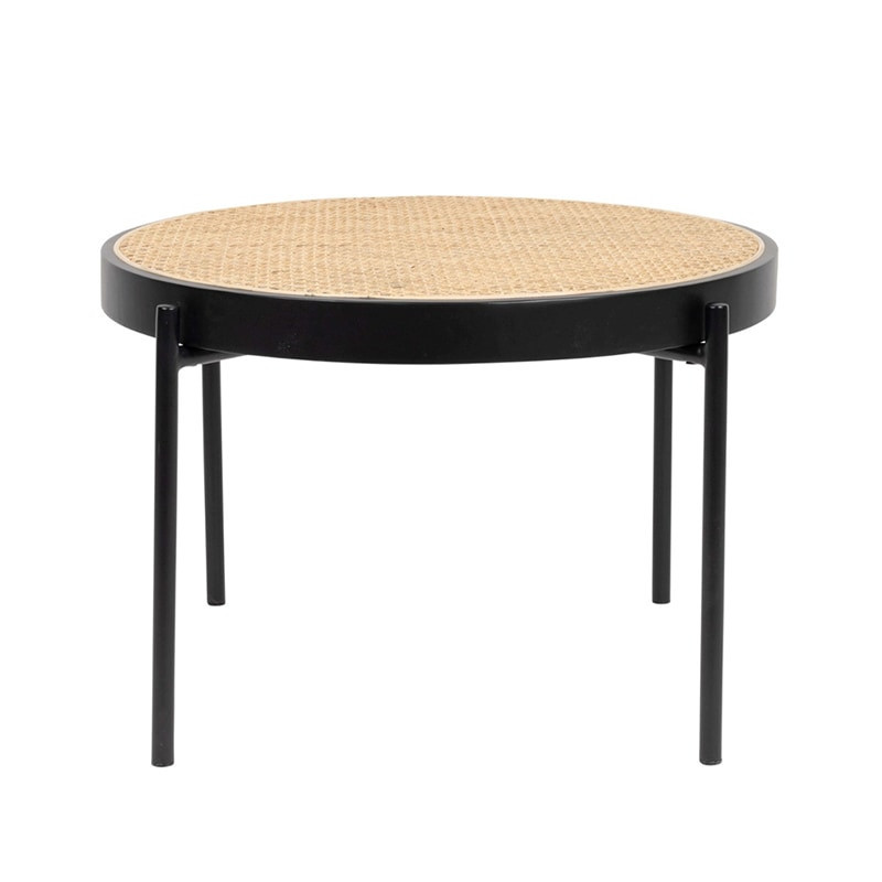 Table basse ronde cannage et noir design - Spike 