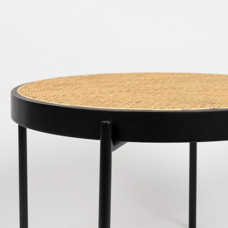 Table basse ronde cannage et noir design - Spike 