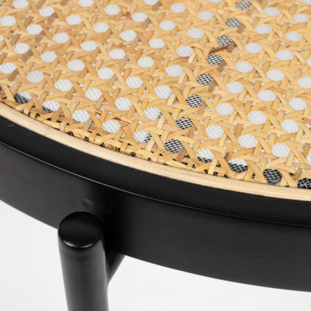 Table basse ronde cannage et noir design - Spike 