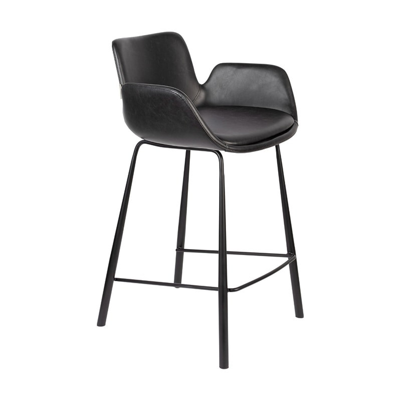 Tabouret de bar noir design avec accoudoirs - Brit 