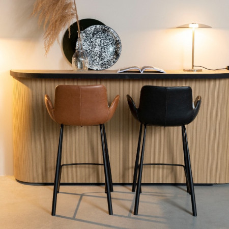 Tabouret de bar noir design avec accoudoirs - Brit 