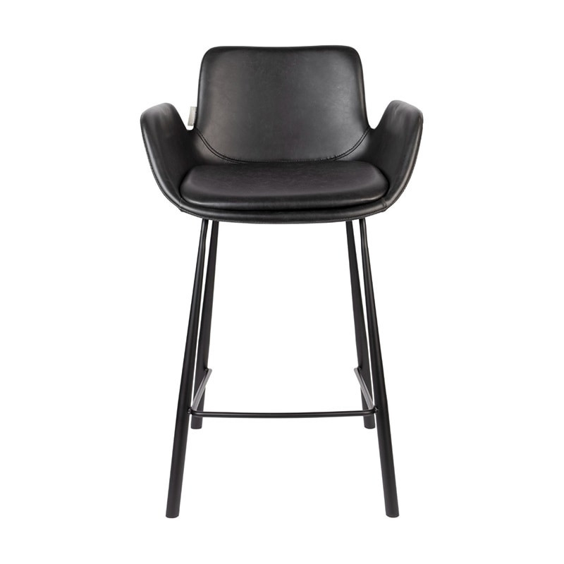 Tabouret de bar noir design avec accoudoirs - Brit 