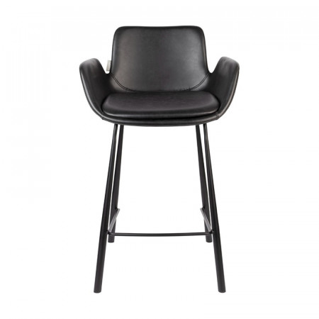 Tabouret de bar noir design avec accoudoirs - Brit 