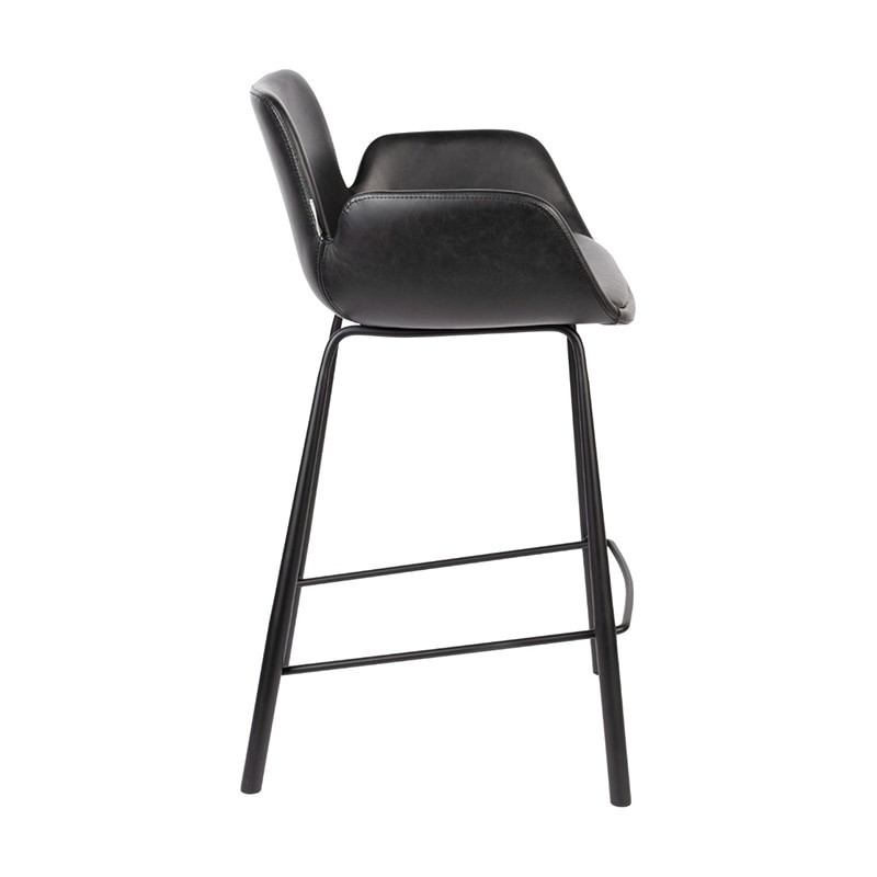 Tabouret de bar noir design avec accoudoirs - Brit 