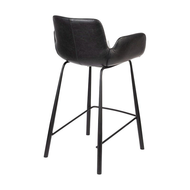 Tabouret de bar noir design avec accoudoirs - Brit 