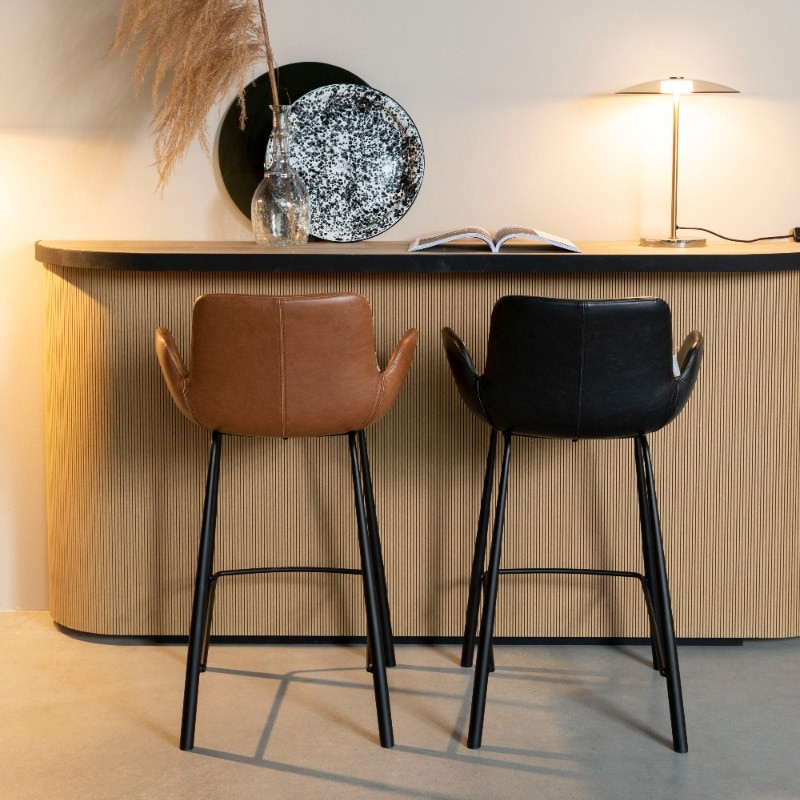 Tabouret de bar marron design avec accoudoirs - Brit 