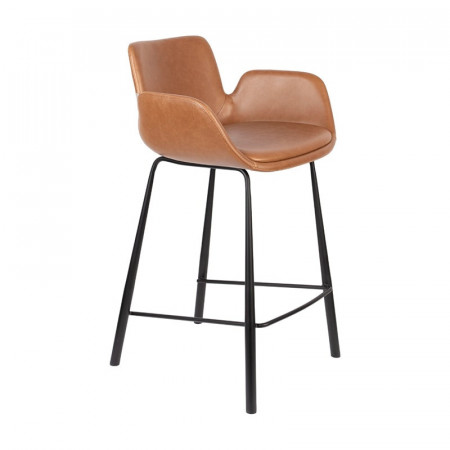 Tabouret de bar marron design avec accoudoirs - Brit 