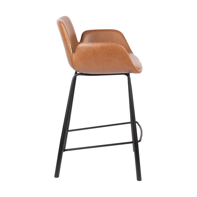 Tabouret de bar marron design avec accoudoirs - Brit 