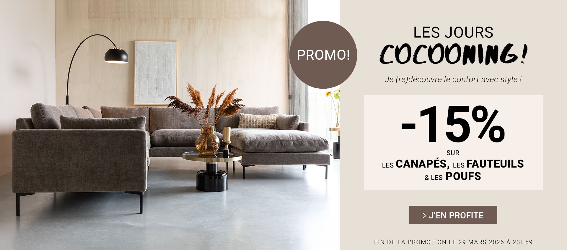 Les Jours cocooning -15% sur les canapés, fauteuils et poufs - Coup de Coeur Design
